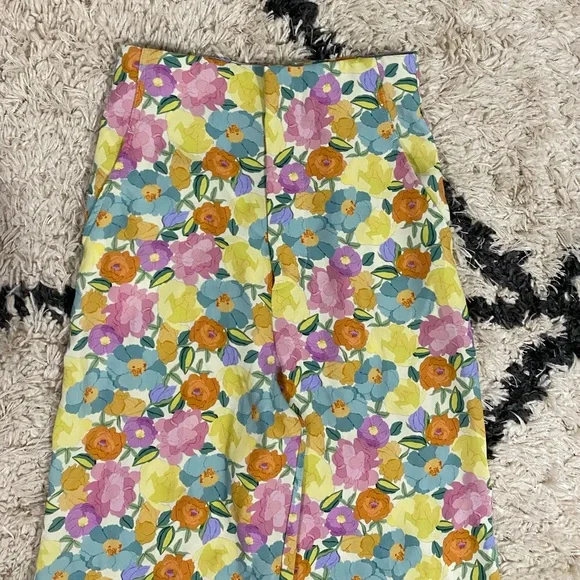Zara Spring Color Floral Satin Wide Leg Pants - Picture 4 of 11